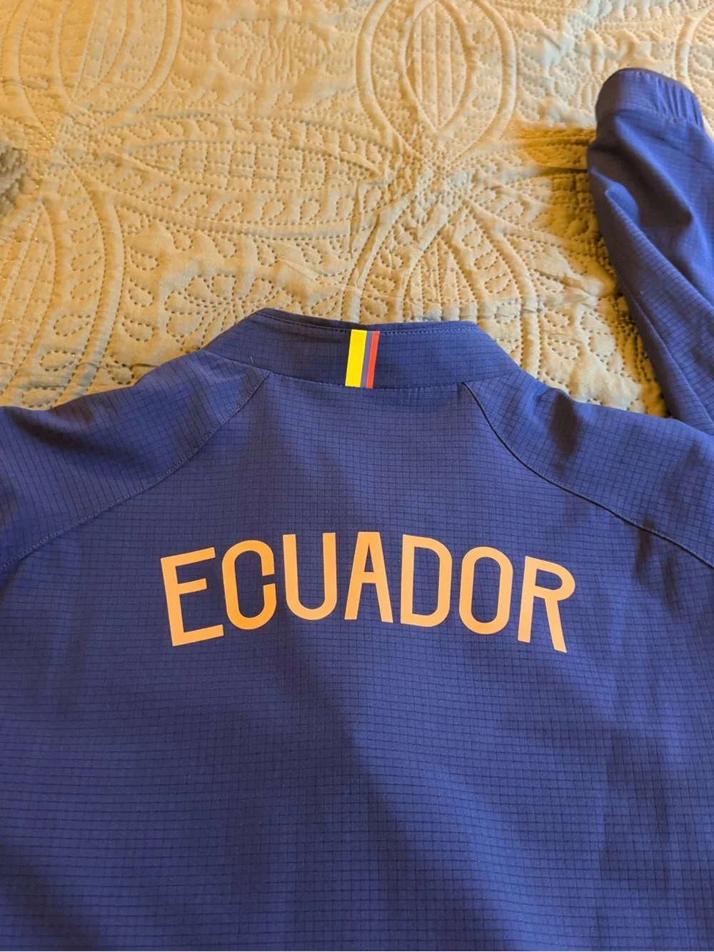 Marathon Blue Full-Zip Athletic Jacket with Embroidered Crest